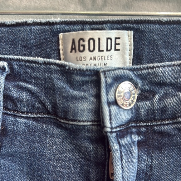 AGolde Blue Ankle Cropped Jeans with Distressed Details - Picture 6 of 8